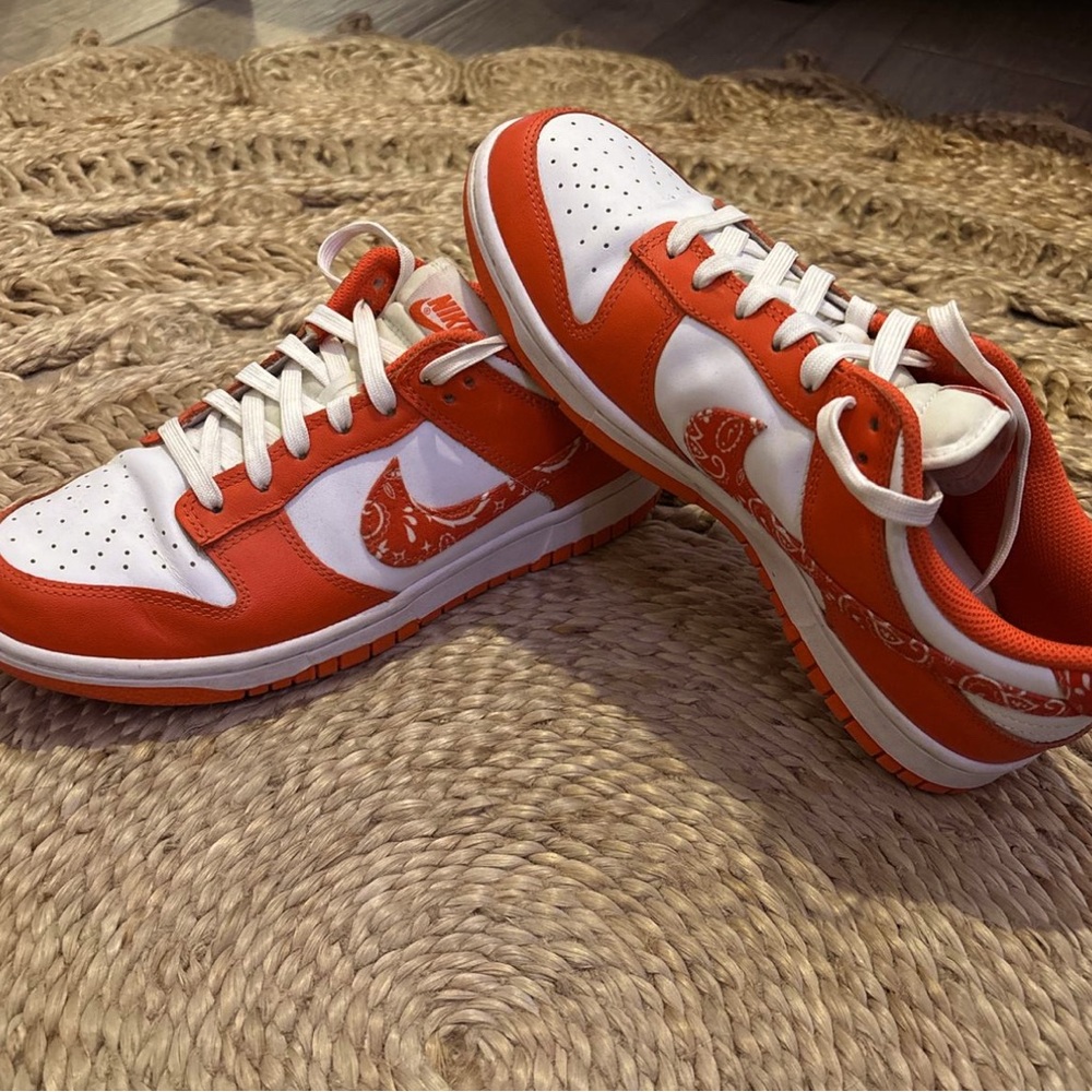Nike dunk lows orange with bandana print